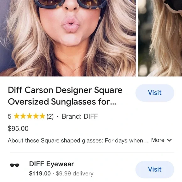 Carson square oversized sun glasses - Picture 3 of 3